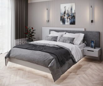 Кровать двуспальная Lazio с парящим эффектом и мягкой спинкой, 160x200